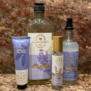 💜4-pc Set “Lavender & Vanilla” BBW Aromatherapy Body Wash+2-Mist+Hand Cream, NWT